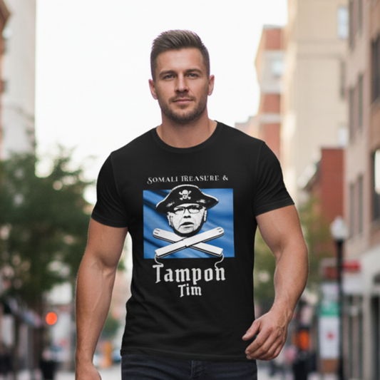 Somali Treasure & “Tampon Tim” Pirate Satire Graphic T-Shirt